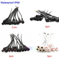 5 pairs male to female 2pin 3pin 4pin 5pin waterproof wire led connector ip68 whiteblack cable 20cm pigtail for led light
