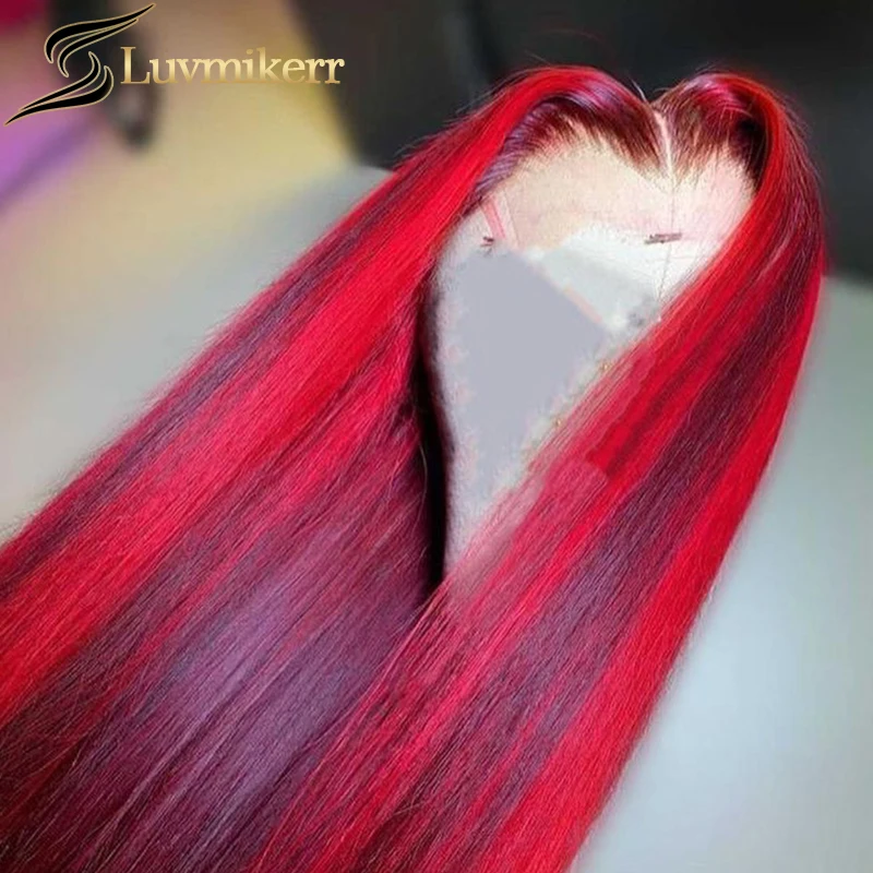 

Hd Transparent Human Hair Wigs Brown Blonde Highlight 99J Burgundy Red 13x6 Lace Frontal Wigs Pre Plucked Straight Wig For Women