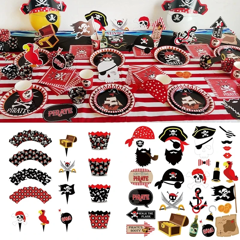 Пиратская тема вечерние одноразовая посуда День рождения украшения детский
