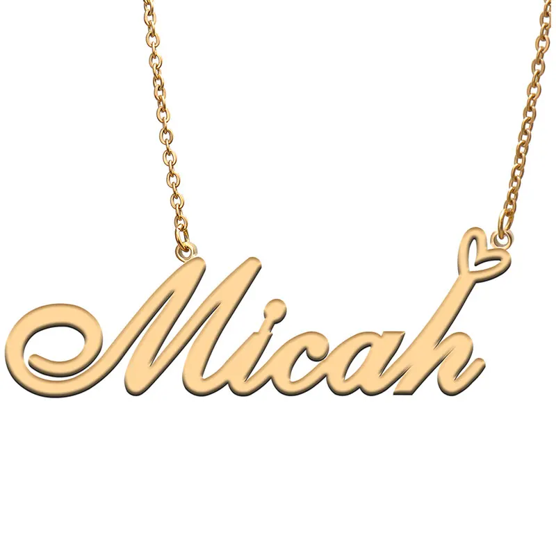 

Ожерелье с надписью «Micah Love Heart», позолоченный воротник из нержавеющей стали для женщин и девочек, подарок на день рождения и свадьбу