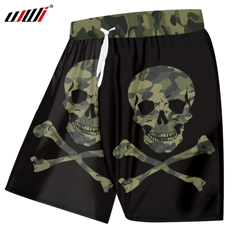 UJWI Сращивание 3D Печатный креативный камуфляж череп пляжные шорты мужские