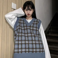 preppy sweaters y2k vest women oversized v neck sweaters casual korean style teens fashion autumn winter sleeveless sweaters