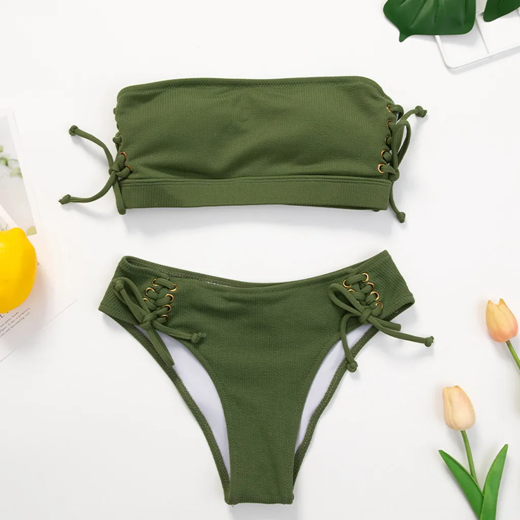 Женский купальный костюм из двух частей с принтом и высокой талией комплект