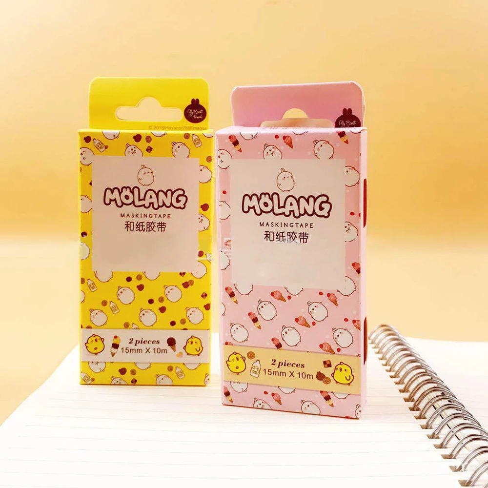 2 pcs/pack Creative Molang Pet Washi Tape Adhesive Tape DIY Scrapbooking Sticker Label Craft Masking Tape