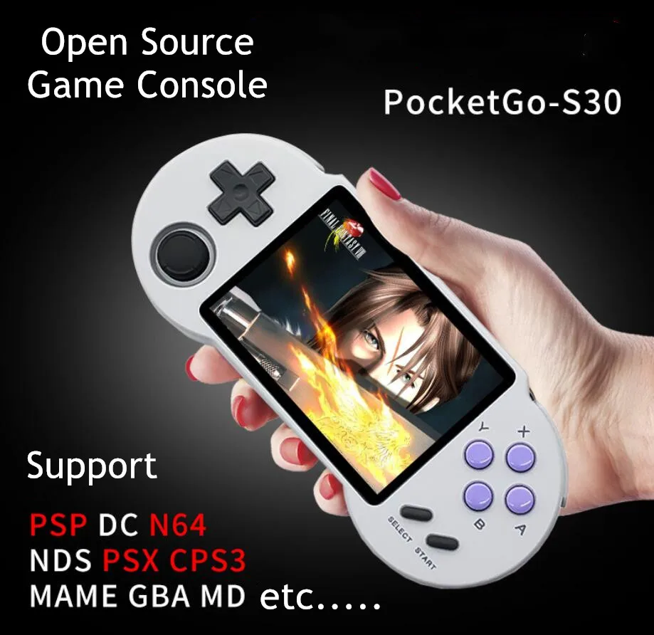 Pocketgo S30 3.5inch IPS Retro Handheld Game Console Open Source Video Game Player For PSP N64 MD 10000 Games Pocket Players