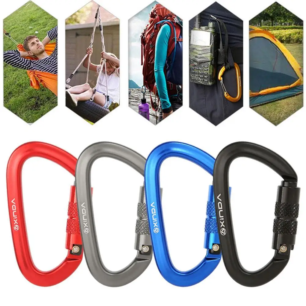 

Rock Climbing Carabiner Rock Climbing Load-bearing Hook for Hammock Swing Linking D-Shape Safety Belt Buckle Manual Lock Buckle