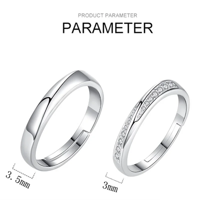 

Luxury Cubic Zirconia Thin Love Promise 925 Sterling Silver Wedding Ring For Couple Men Women Delicate Dainty Jewelry Gifts