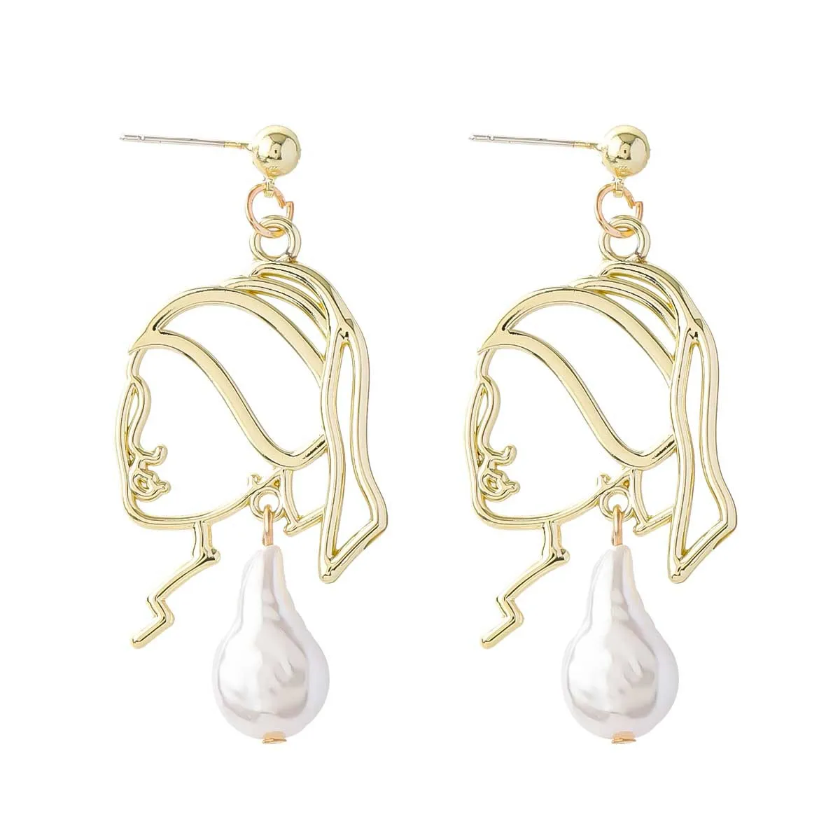 

YANGLIUJIA Metal Abstract Hollow Out Face Pendant Earrings Europe United States Ms Personality Fashion Jewelry Christmas Gift