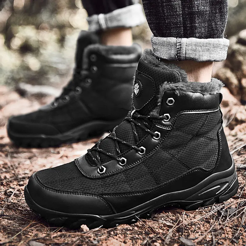

Мужские зимние ботинки, Классические брендовые, плюшевые теплые, Нескользящие, Уличная обувь для снега