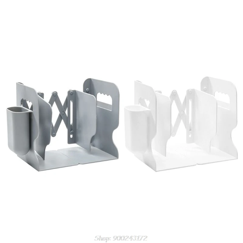 

2 IN 1 Adjustable Book Holder Bookends with Pen Holder Students Desk Magazine File Holder Organizer S04 20 Dropship