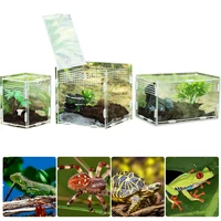 transparent reptile breeding box acrylic feeding box 360 degree high transparent magnetic pet climbing terrarium turtle tank