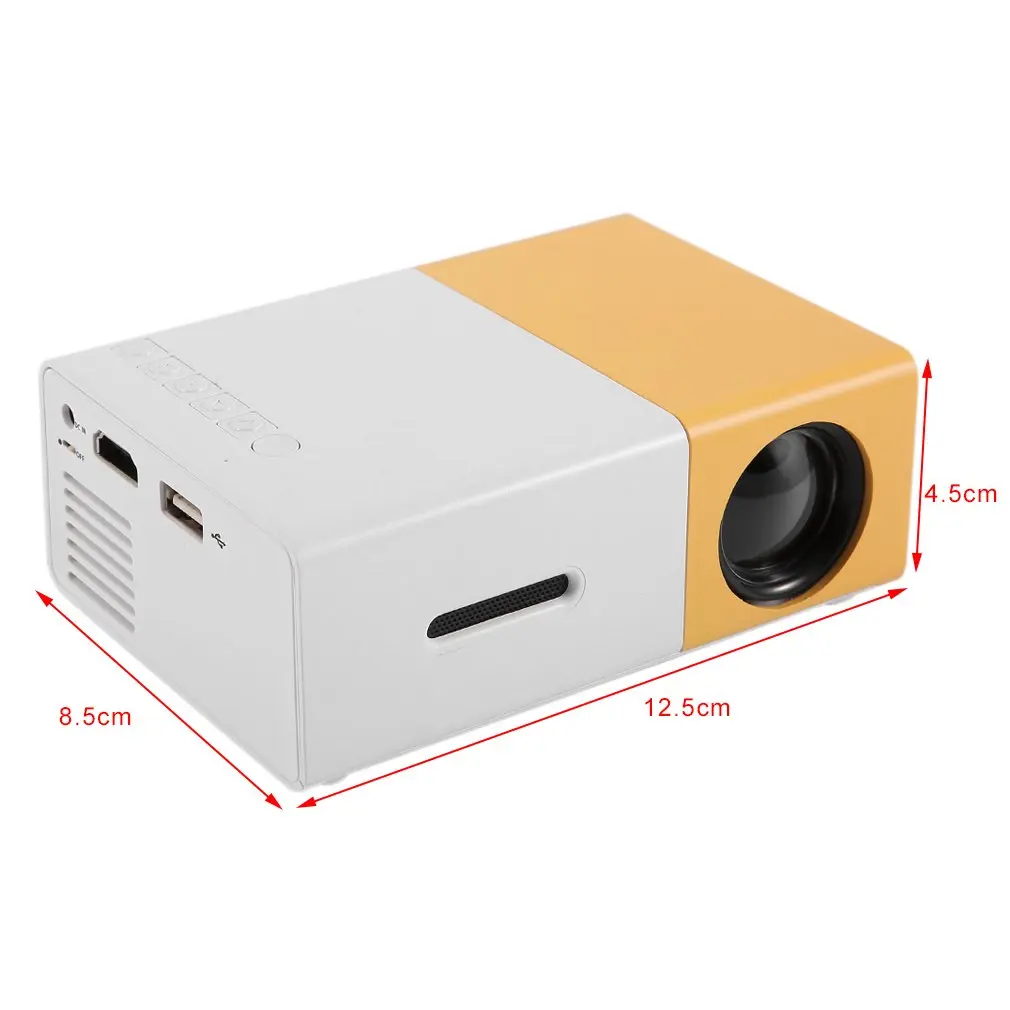 

YG300 Professional Mini Projector Full HD1080P Home Theater LED Projector LCD Video Media Player Projector Yellow & White