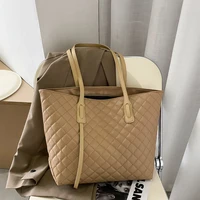 large capacity quilted rhombus tote bag women 2021 fashion casual female brown black shoulder bags luxury women brand handbags