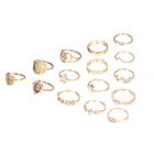 Набор колец и венков в богемном стиле, 15 шт.компл., золотистые украшения с изображением девы Марии в форме сердца, Женские Геометрические аксессуары с кристаллами, 2021