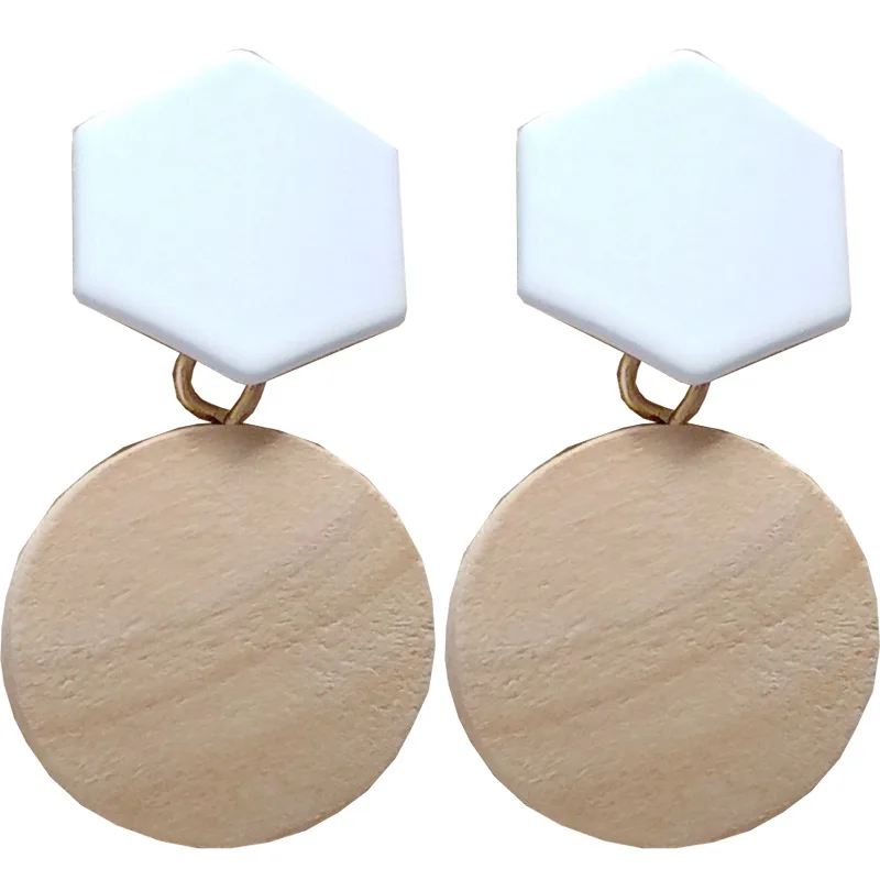 2019 Новая мода ручной работы корейские деревянные массивные серьги круглые