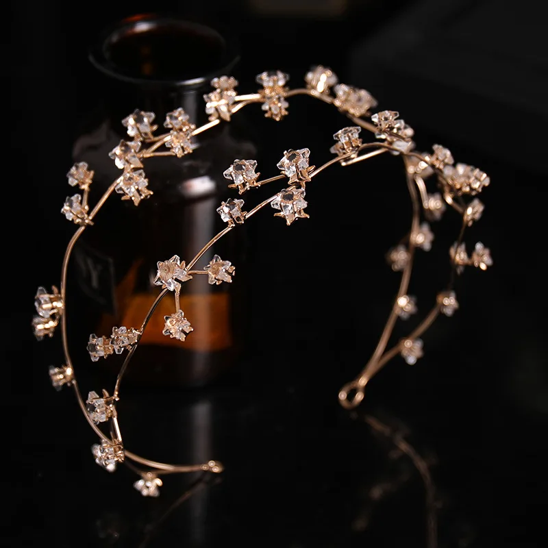 

Повязка на голову Свадебная из розового золота со звездой, двухслойная, для женщин и девушек