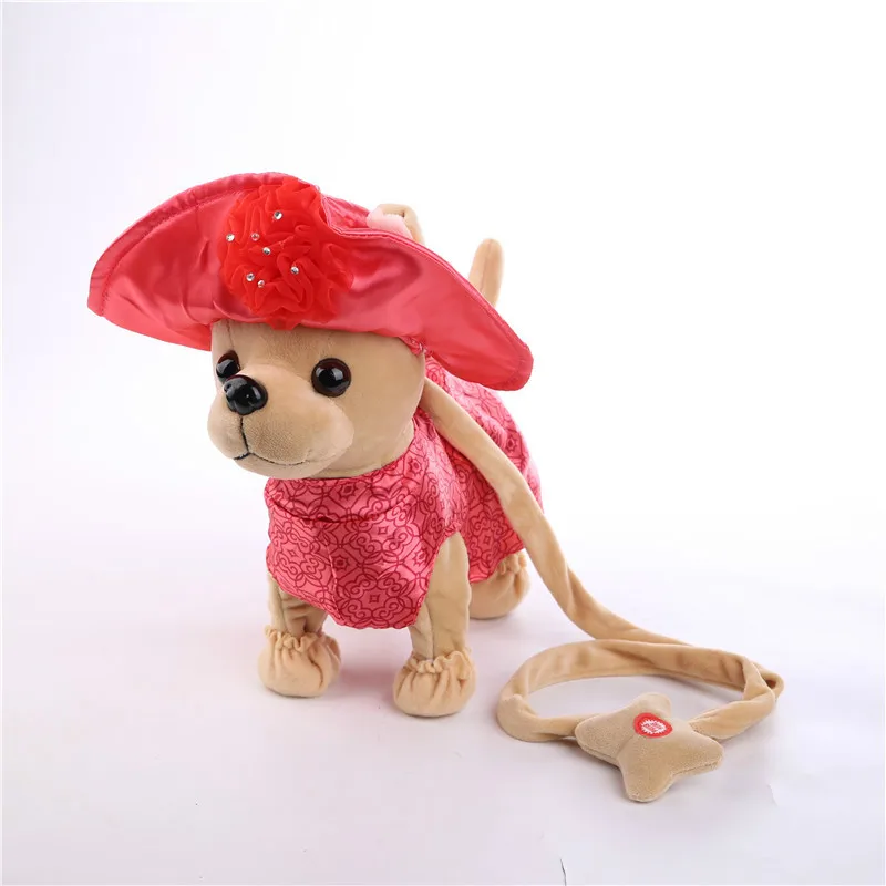 

New Electronic Pets Robot Dog Der Chi Chi Love Zipper Singing Walking with bag Interactive Toy for Children kids Birthday Gifts