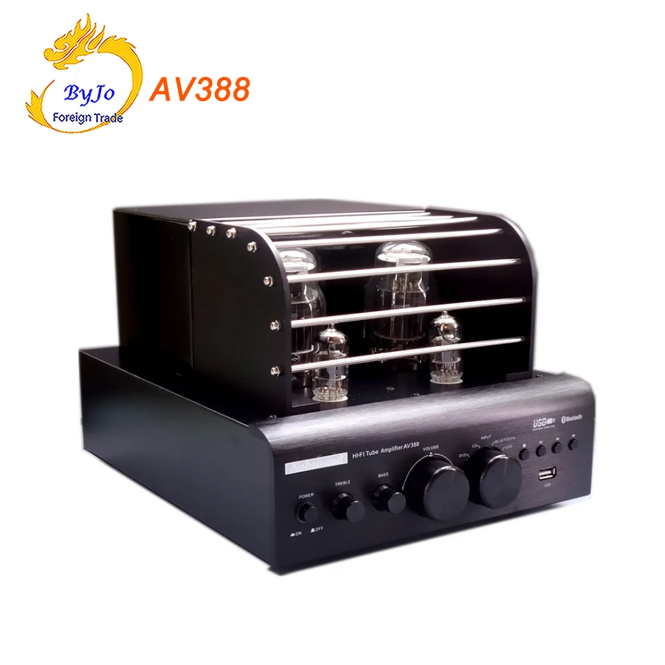 AV388 Bluetooth вакуумная трубка стерео аудио усилитель 35 Вт+ 35 Вт USB MP3 Воспроизведение бас аудио выход 2,1 ламповый усилитель