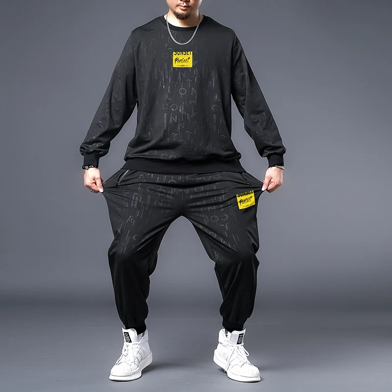 

Plus Size 7XL Men's Set Spring Autumn Men Sportswear 2 Piece Set Sporting Suit Jacket+Pant Sweatsuit Male Clothing Tracksuit Set