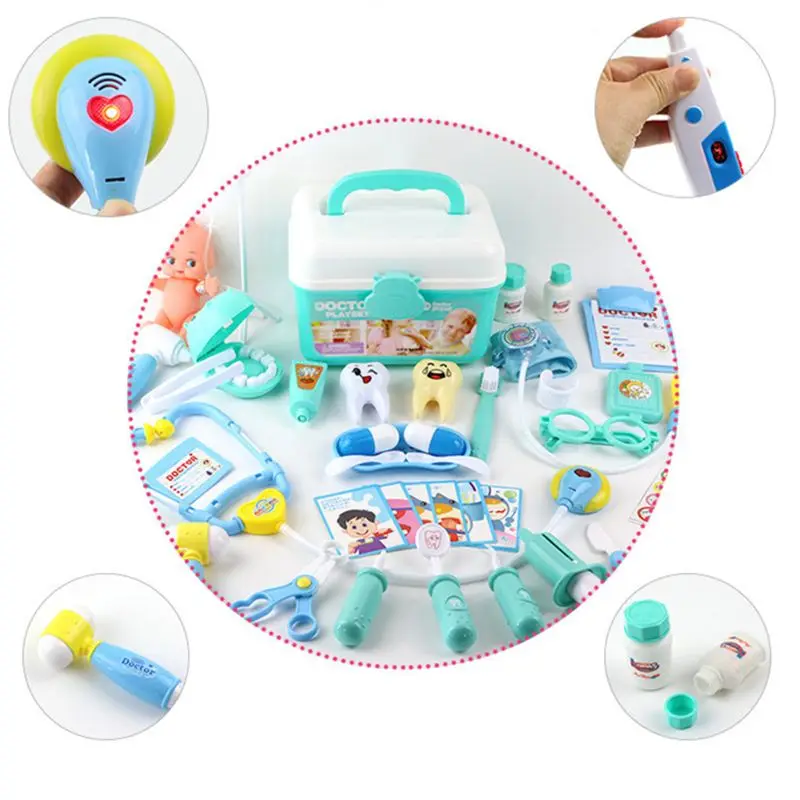 

44Pcs/Set Children Girls Role Play Doctor Game Medicine Simulation Dentist Treating Teeth Pretend Play Toy For Toddler Baby Kids
