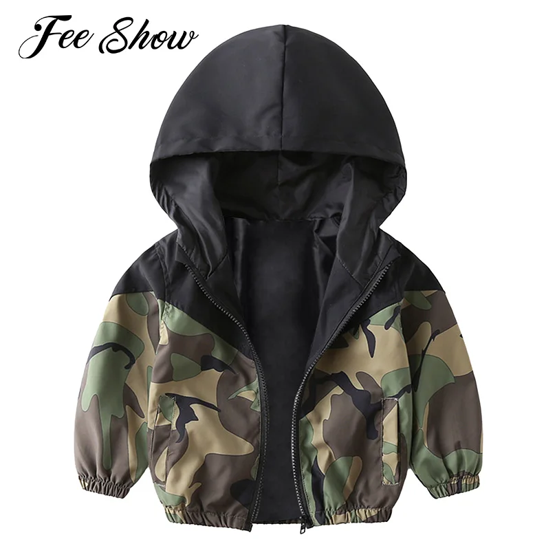 Модные весенние камуфляжные пальто с принтом для мальчиков куртки повседневная