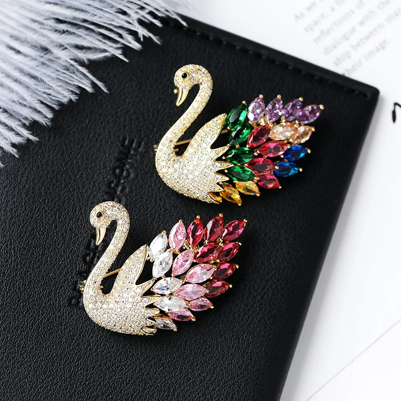 

1pc Colorful CZ Swan Shaped Brooches Sexy Brooches Luxury Brooches Fashion Jewelry Clothes Accessories