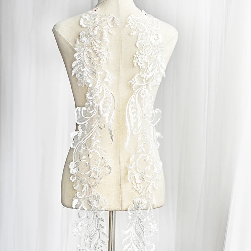 1 пара с вышивкой крыльев Ангела белая кружевная Свадебная аппликация для