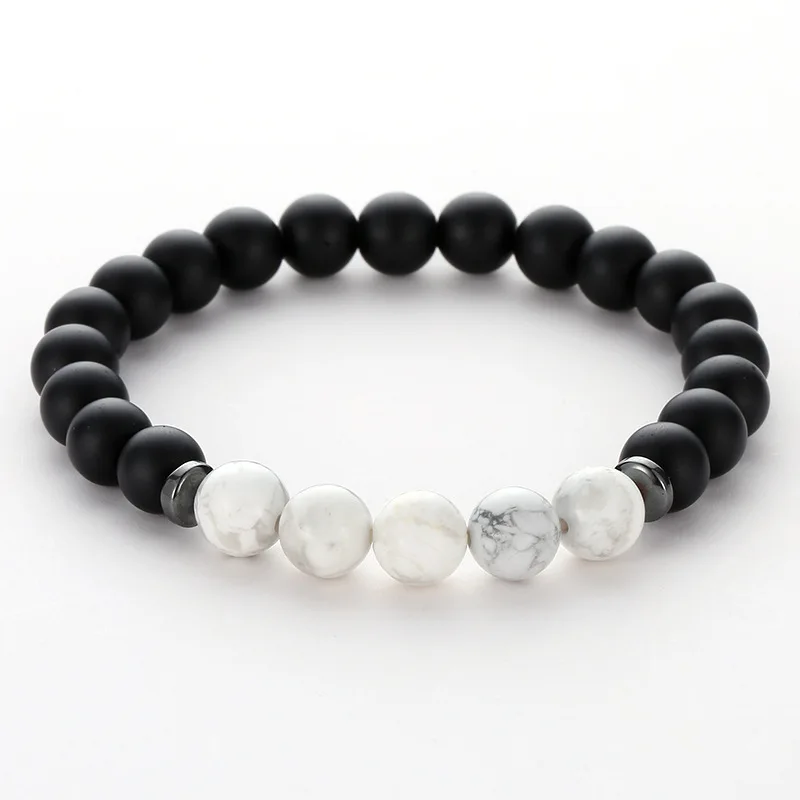 Браслеты с пятью натуральными драгоценными камнями 8 мм черные абразивные бусины