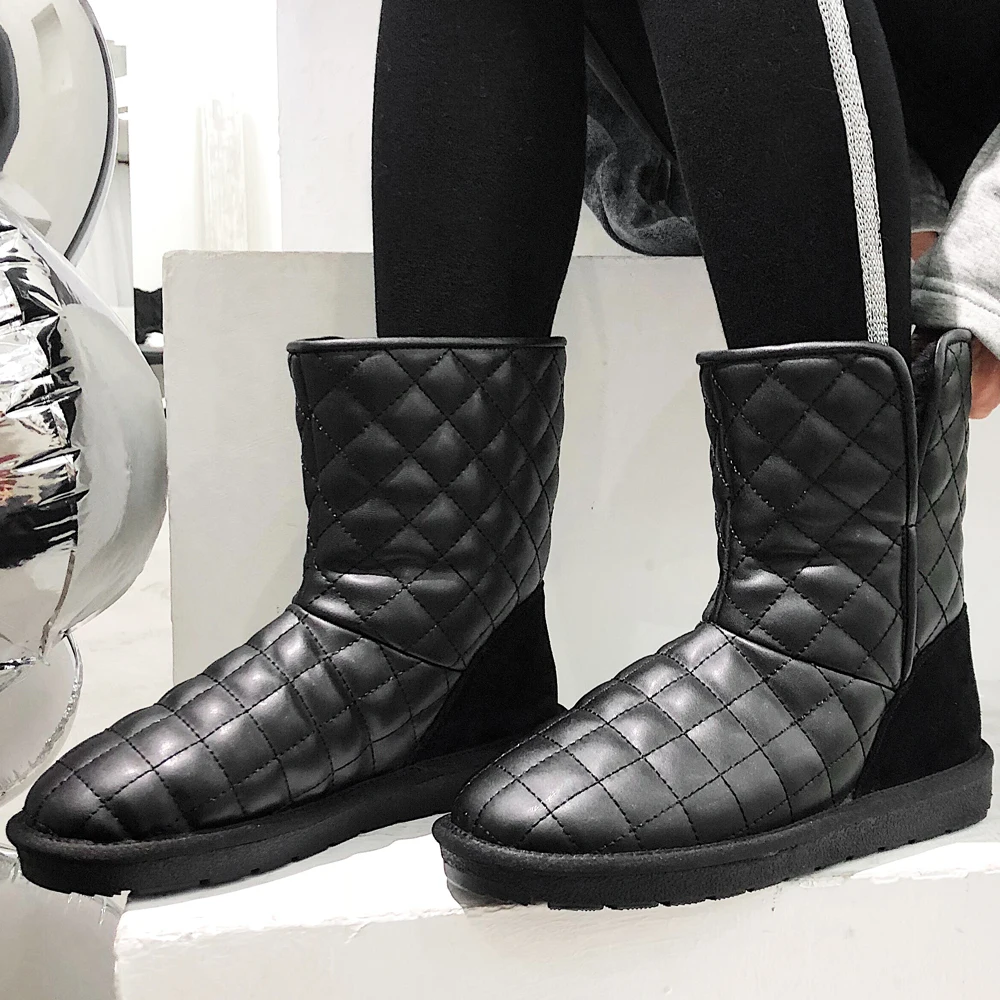 

Women Wool Snow Boots Fashion Winter Girls Flat Ankle Boots Waterproof Soft Sole Winter Shoes for Women 2020 Chaussure Femme.