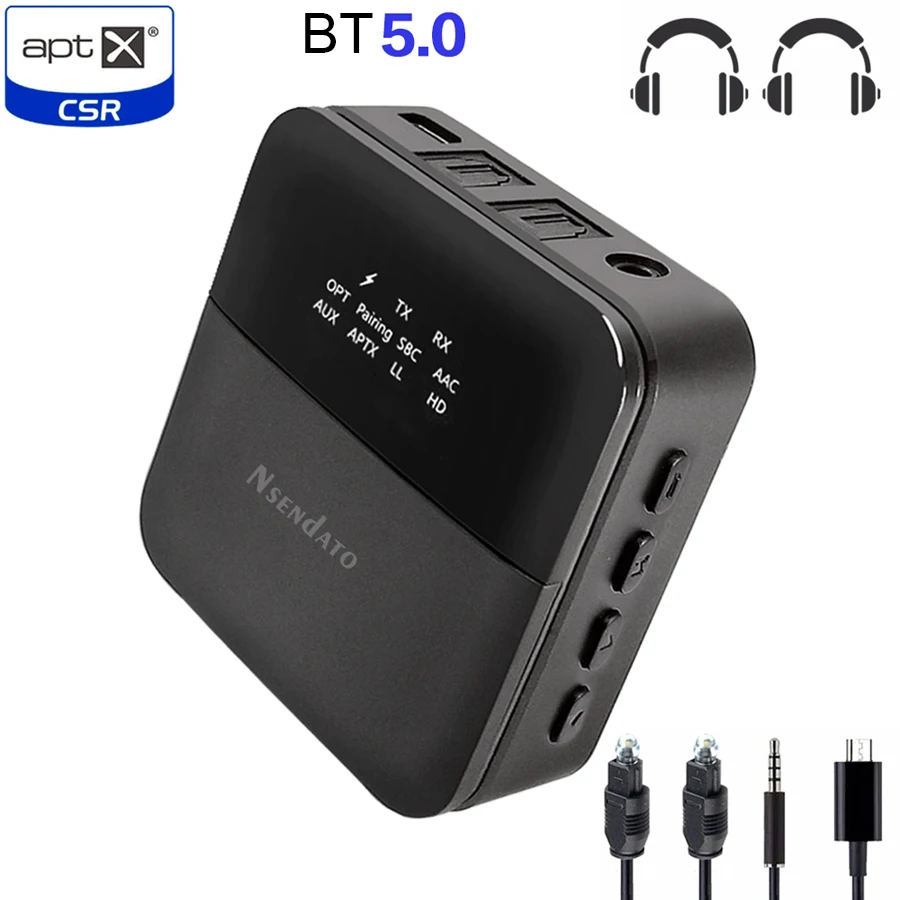 Беспроводной Bluetooth V5.0 аудио передатчик приемник 3 5 мм AUX aptX HD низкая задержка