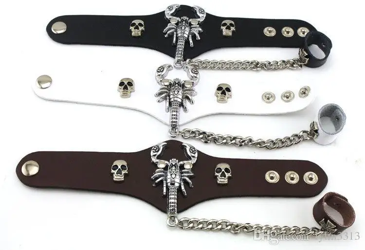 Мужской кожаный браслет в стиле панк | Украшения и аксессуары