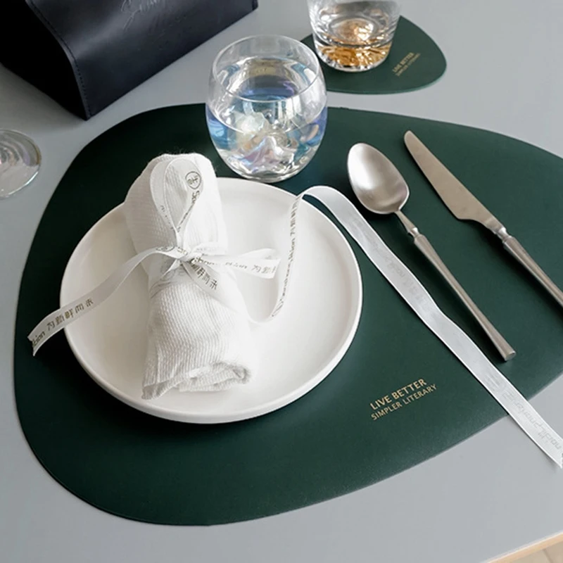 

Promotion! 8Pcs Leather Table Mat Heat-Resistant Non-Slip Washable Heat-Insulating Coffee Pad Place Mat