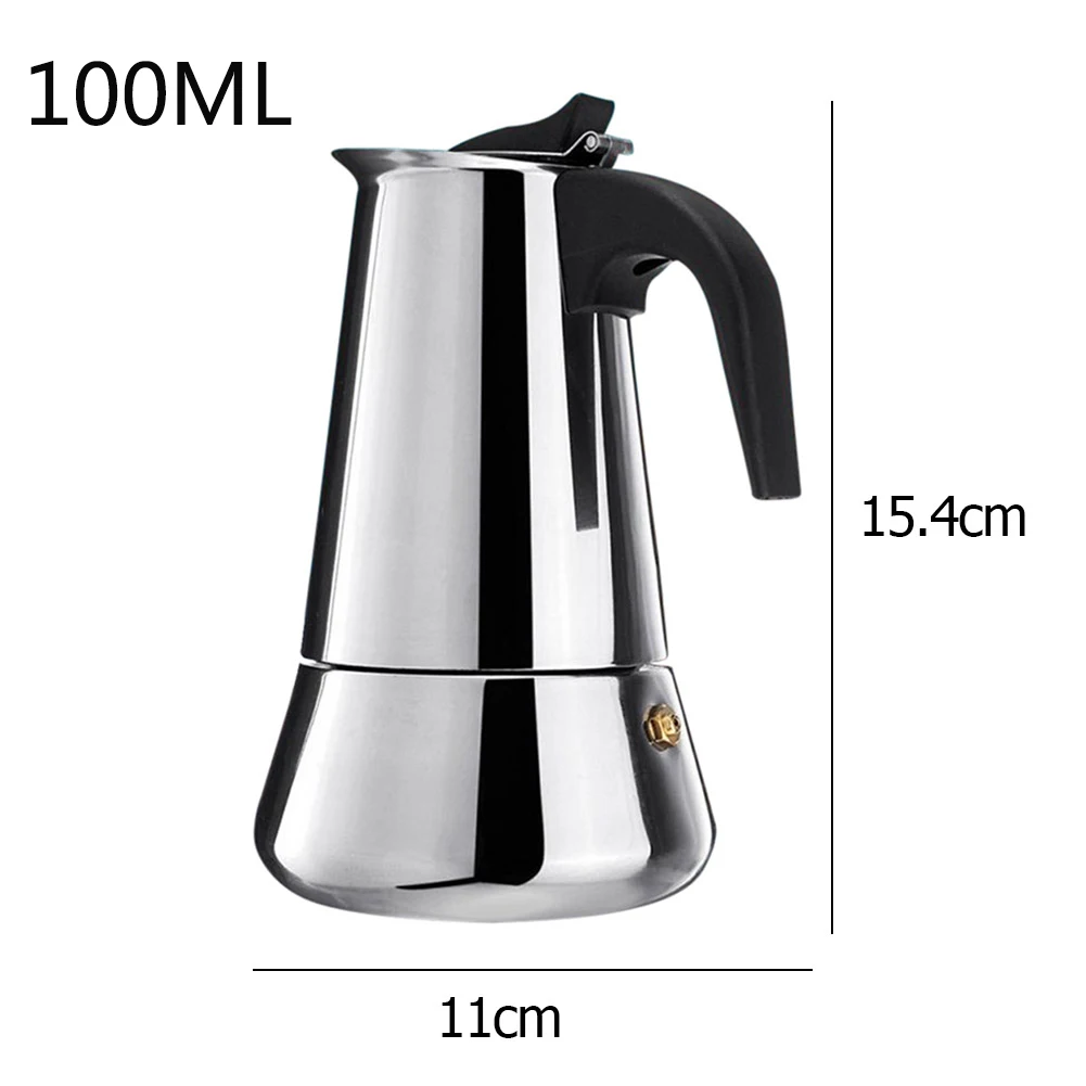 Кофе разработчиков в итальянском стиле топ Moka эспрессо Cafeteira Кофеварка 100/200/200/450 мл Плита Кофе горшок - Цвет: A 100ML
