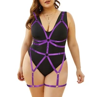 sexy busty woman body harness fashion neck bondage collar crop tops plus size lingerie garter belt bdsm set sex goth accessories
