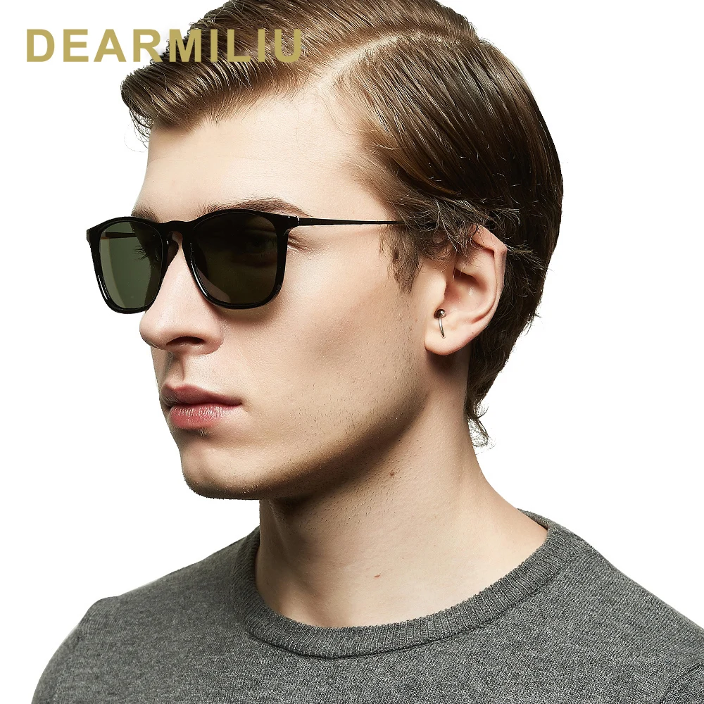 Мужские солнцезащитные очки DEARMILIU, поляризационные очки в пластиковой квадратной оправе с дужками из сплава и покрытием UV400, аксессуары для мужчин, 2022