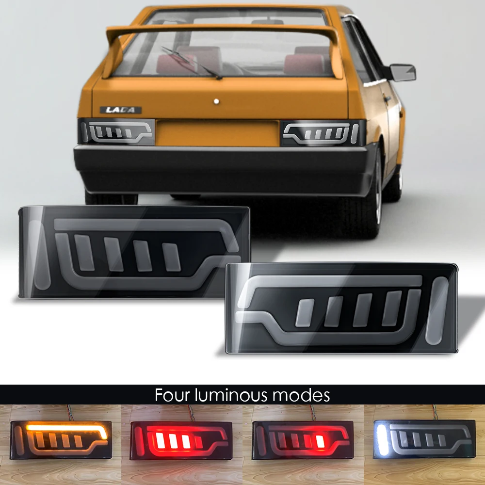 Pair LED Brake Tail Light Stop Lights for Lada 2109 2108 + with Running Turn Signal Light Lamp Car Styling Accessories