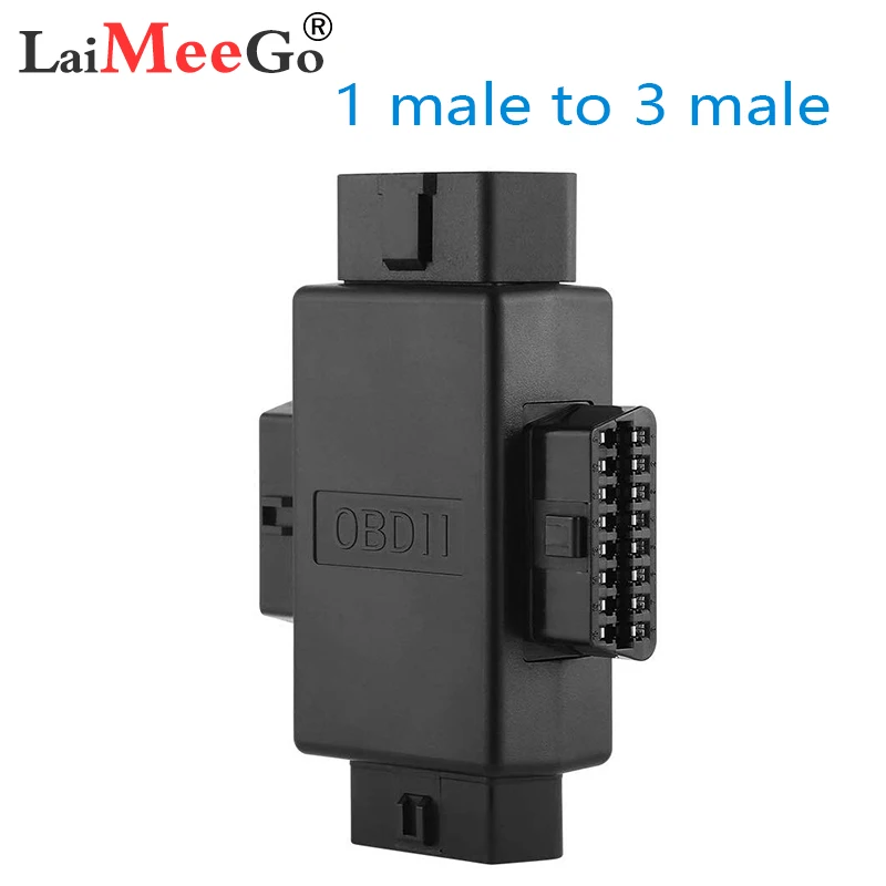 

New 16 Pin OBD2 Car Connector Plug 1 Male To 3 Female ELM327 Multi-function Plug Diagnostic Cables Tool Car Connector Adapter