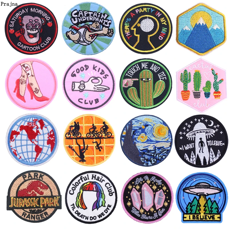 Prajna НЛО мультфильм круглая нашивка вышитые патчи для одежды утюжок на одежду