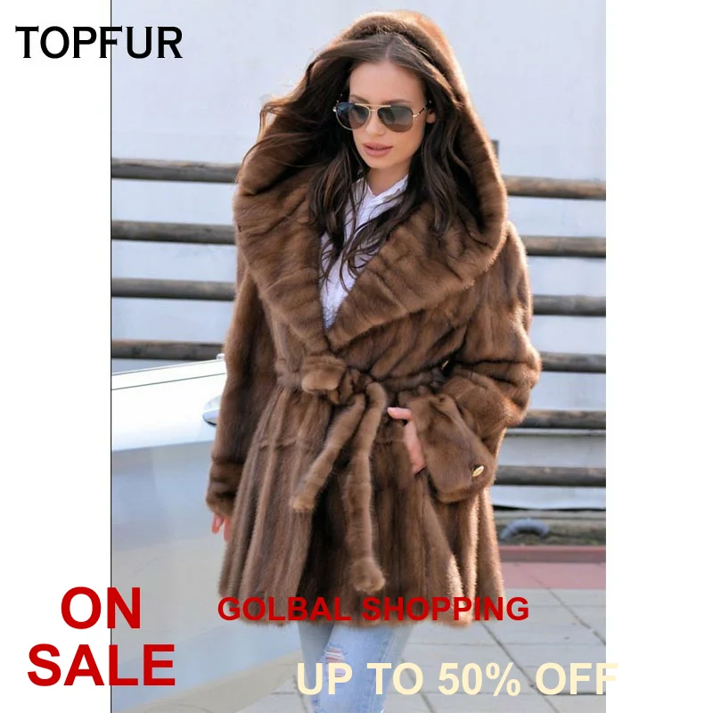 Новинка 2019 женская шуба из натурального меха норки с большим капюшоном в