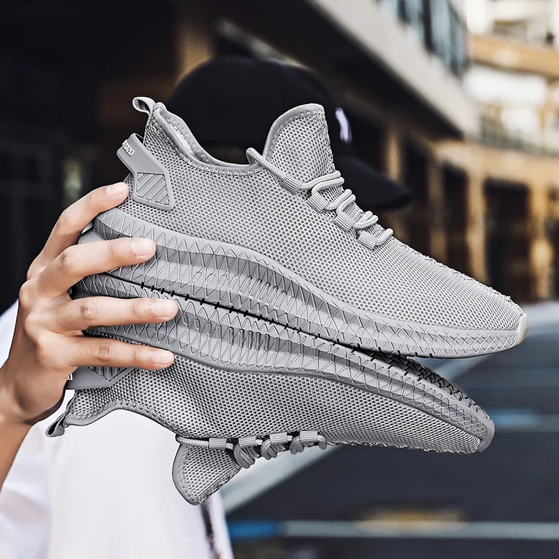 Men Shoes Mesh Breathable White Mens Sneakers Trendy Lightweight Black Walking Big Size Man Tenis Shoe Zapatillas Hombre