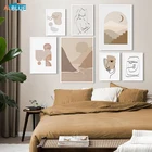 Современный абстрактный постер в стиле бохо с пейзажем, Геометрическая линия лица, принты, скандинавские картины на холсте, настенные картины, домашний декор, гостиная