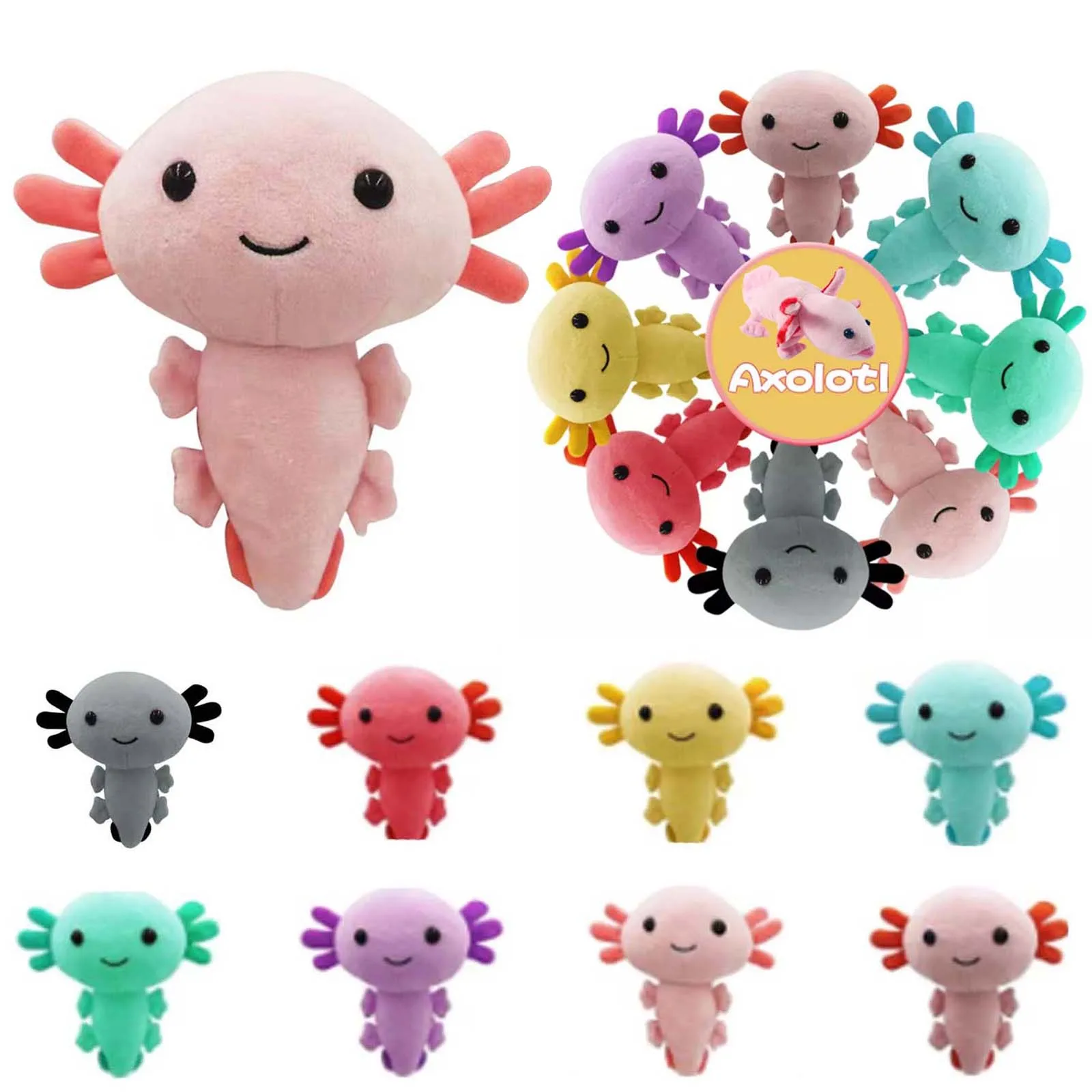 

Плюшевая игрушка Kawaii Axolotl, 20 см, 2021, мультяшное милое животное, мягкая плюшевая кукла для детей, день рождения, фотосессия, 1 шт.