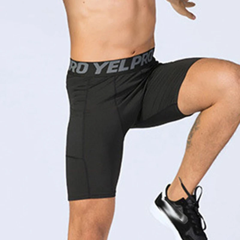 Customized LOGO Men Quick Dry Short Running Leggings Compression Gym Fitness Tights Bodybuilding Sports Shorts Elastic Underwear