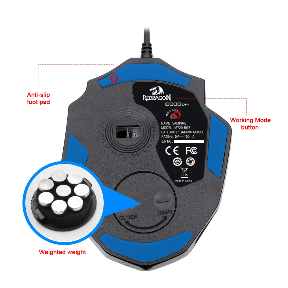 Программируемая эргономичная мышь Redragon M720 с 8 кнопками Проводная игровая USB DPI |