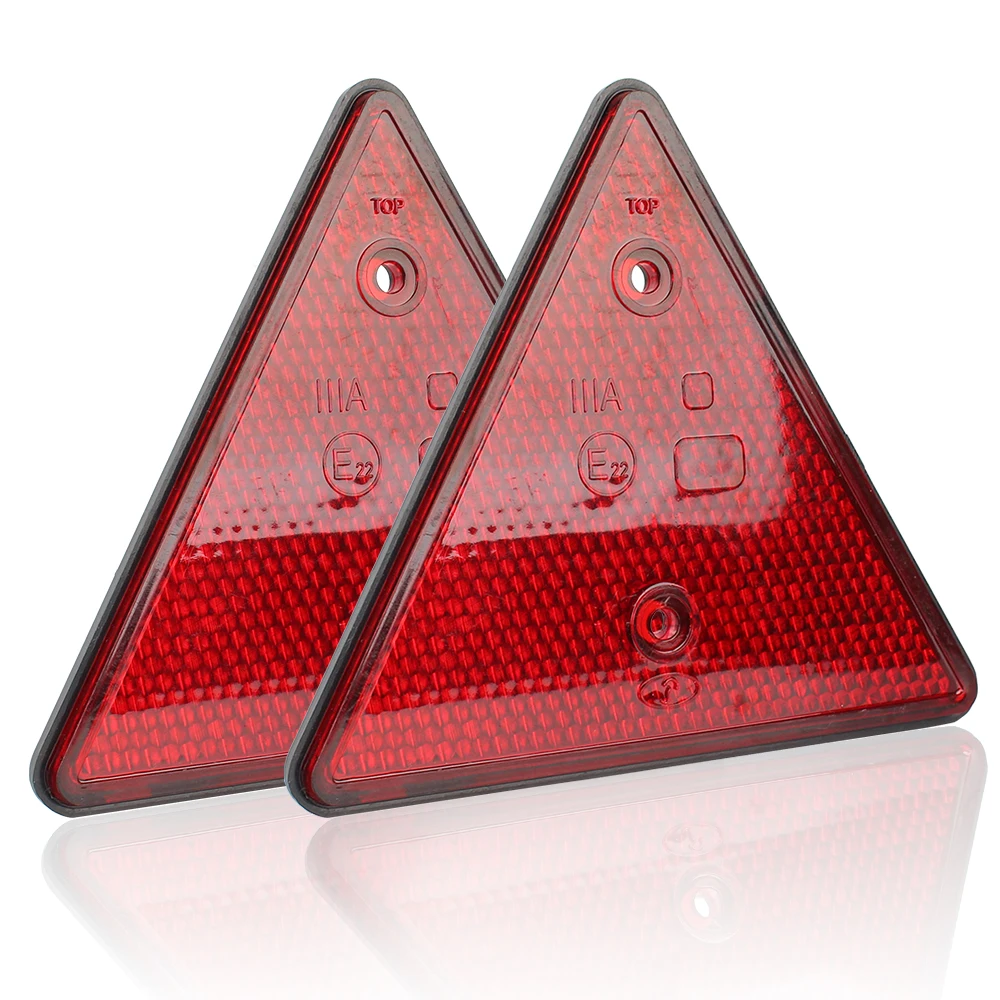 

2PCS Red Rear Reflectors Triangle Reflective For Gate Posts Safety Screw Reflectors