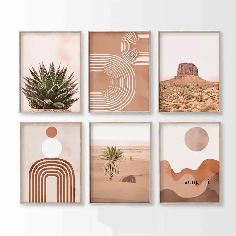 

Постер с изображением сгоревшей оранжевой абстрактной радужной линии, пустыни, пейзажа, холст, живопись и принты, средний век, Настенная кар...