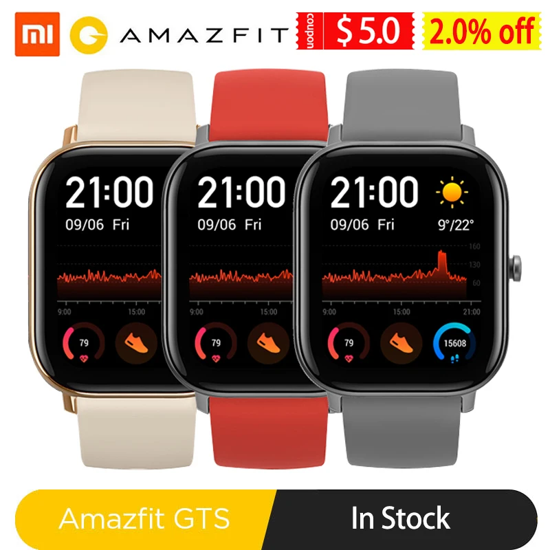 Глобальная версия Amazfit GTS Smartwatch мужские и женские 5ATM водонепроницаемые умные часы