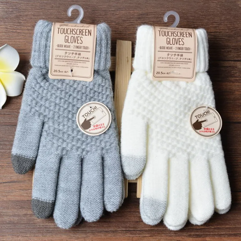 

Женские и мужские шерстяные перчатки, теплые кашемировые перчатки стрейч с геометрическим узором, Подарочные плотные перчатки для зимы