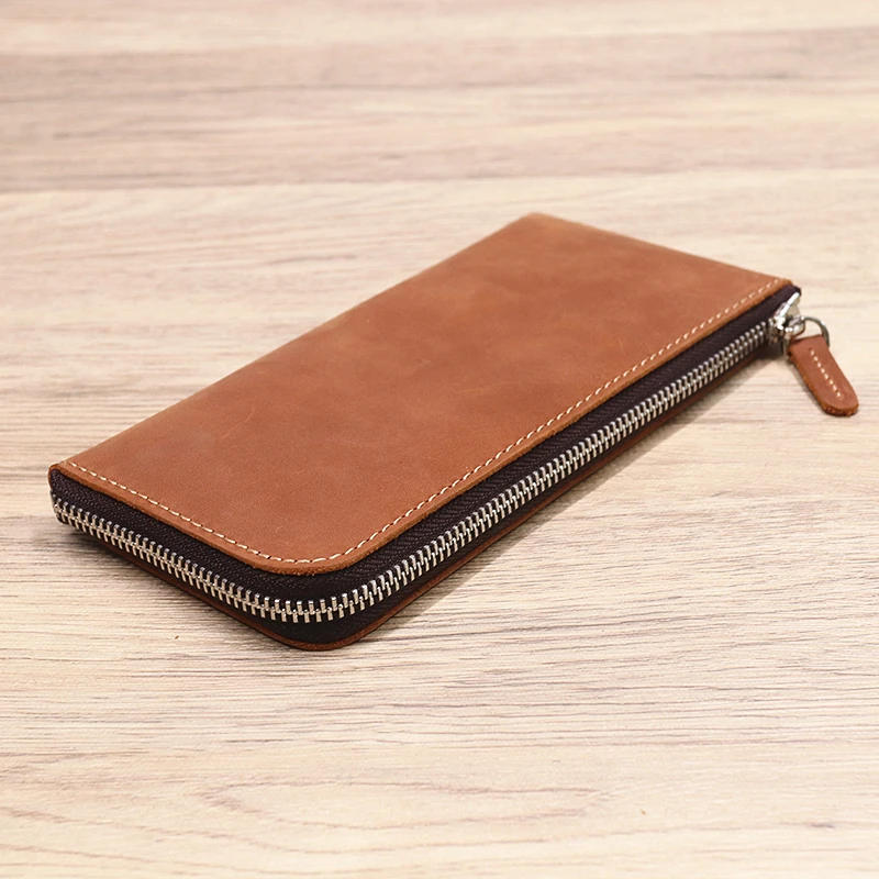 Мужской винтажный кошелек из натуральной коровьей кожи длинный бумажник на