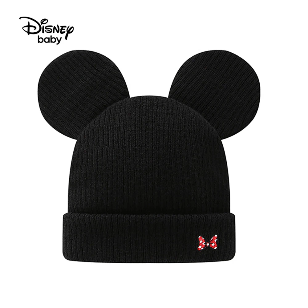 

Knit Children Thick Hat With Ear Winter Girls Boys Warm Lovely Kids Disney Mickey Bow Decorated Ear Protection Beanie Cap Cute
